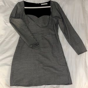 Black and white checkered print dress
